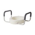 Drive Medical Prem Wht Elongated Raised Toilet Seat w/Arms 3.5" Height up to 300 lbs 12403